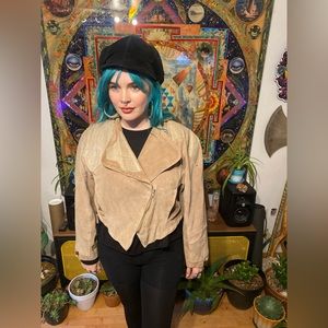 Vintage Genuine Tan Leather Cropped Jacket